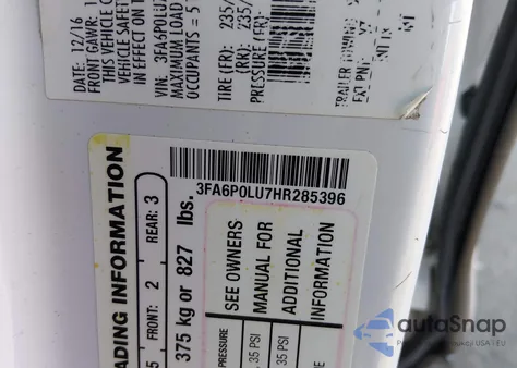 2017 Ford Fusion Hybrid Se z USA, uszkodzony, nr VIN 3FA6P0LU7HR285396